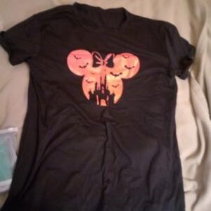 Womens XL Halloween Minnie T-Shirt. NWT. Blk & orange